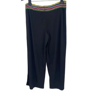 Melissa Paige Pants Large Women's Pull On Black Wide Leg Casual Comfort NWT